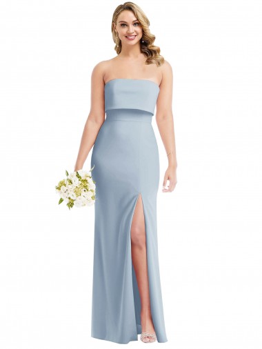 Strapless Overlay Bodice Crepe Maxi Bridesmaid Dress / Prom Dress with Front Slit Melbourne