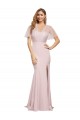 Crepe Long Sweetheart Neckline Formal Bridesmaid Dress / Prom Dress with Tulle Overlay Shoulders Melbourne