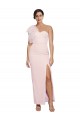 One Shoulder Tulle Overlay Sweetheart Neckline Long Formal Crepe Bridesmaid Drss with Thigh Split Melbourne