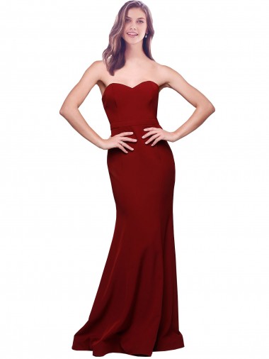 Shop Long Full Length Sweetheart Slim Formal Crepe Bridesmaid Dress / Prom Dress with Strapless Bodice Melbourne