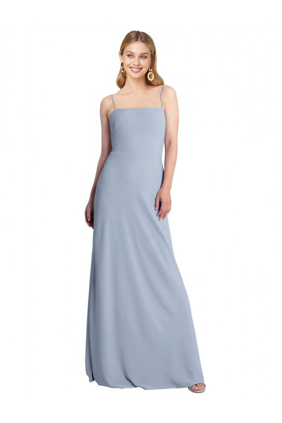 Straight Neckline Crepe Slip Bridesmaid Dress / Prom Dress with Strappy Back Melbourne