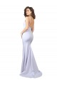 Simple Mermaid V-Neck Long Crepe Beach Wedding Dress with Right Slit Melbourne
