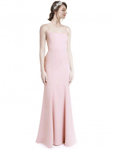 Shop Square Neck Criss Cross Open Back Slim Crepe Bridesmaid Dress / Prom Dress with Spaghetti Straps Melbourne
