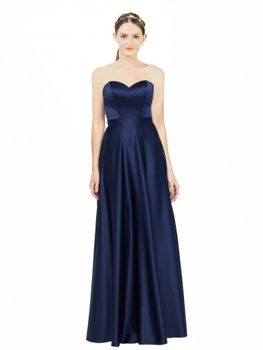 Floor Length Sweetheart Neckline Formal Stretch Satin Bridesmaid Dress with Belt Melbourne