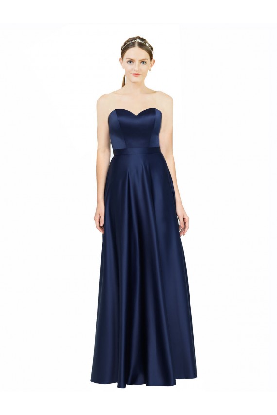 Floor Length Sweetheart Neckline Formal Stretch Satin Bridesmaid Dress with Belt Melbourne