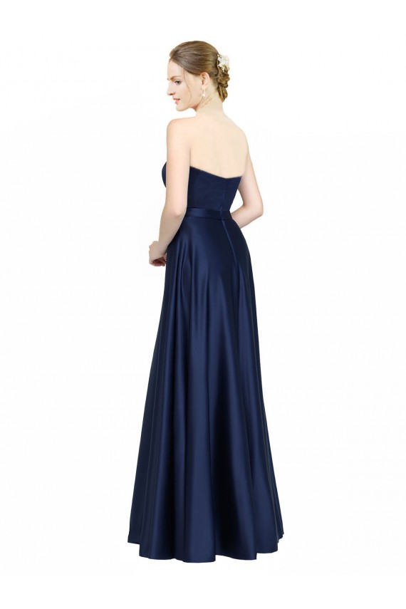 Floor Length Sweetheart Neckline Formal Stretch Satin Bridesmaid Dress with Belt Melbourne