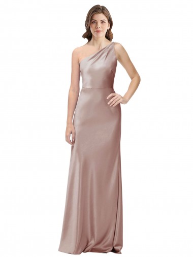 Shop One Shoulder Black-Tie Floor Length Long Formal Stretch Satin Bridesmaid Dress / Prom Dress Melbourne