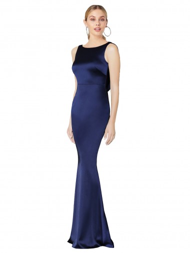 Shop Sheath High Neck Formal Stretch Satin Bridesmaid Dress / Prom Dress Low Back Melbourne