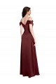 Draped Off the Shoulder Sleeves Slim A-Line Formal Stretch Satin Bridesmaid Dress / Prom Dress with Side Slit Melbourne