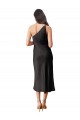 Sleek One Shoulder Midi Length Short Cocktail Formal Stretch Satin Slip Bridesmaid Dress / Prom Dress Melbourne
