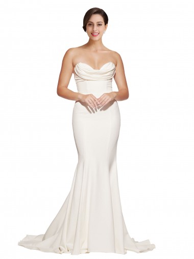 Strapless Cowl Neck Sweep Train Formal Stretch Satin Bridesmaid Dress / Prom Dress Melbourne