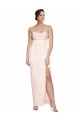 Cowl Neck Strapless Formal Stretch Satin Bridesmaid Dress / Prom Dress with High Split Melbourne