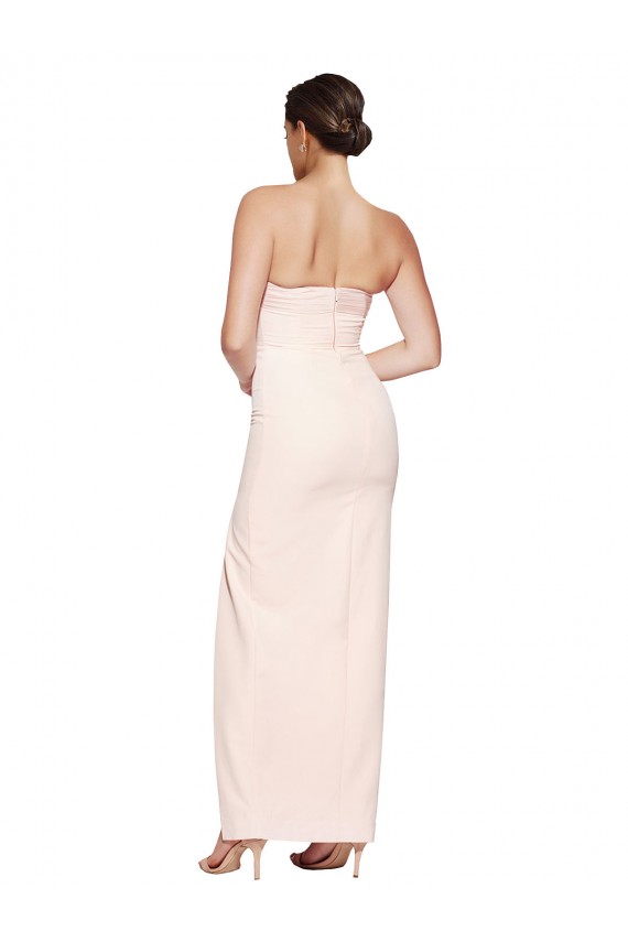 Cowl Neck Strapless Formal Stretch Satin Bridesmaid Dress / Prom Dress with High Split Melbourne