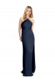 Halter Neckline Long Formal Stretch Satin Bridesmaid Dress / Prom Dress with Strappy Back and Side Slit Melbourne