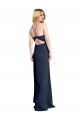 Halter Neckline Long Formal Stretch Satin Bridesmaid Dress / Prom Dress with Strappy Back and Side Slit Melbourne