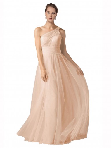 Shop Illusion One Shoulder Tulle Bridesmaid Dress with Shirred Bodice Melbourne