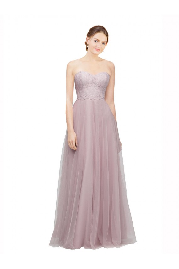 Sweetheart Neckline Long Tulle Bridesmaid Dress with Lace Bodice Melbourne
