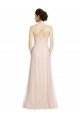 Long Draped Back A-Line Tulle Bridesmaid Dress with Pleated Bodice Melbourne