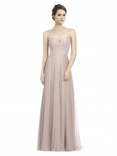 Shop Long Strapless Tulle Bridesmaid Dress with Pleated Bodice Melbourne