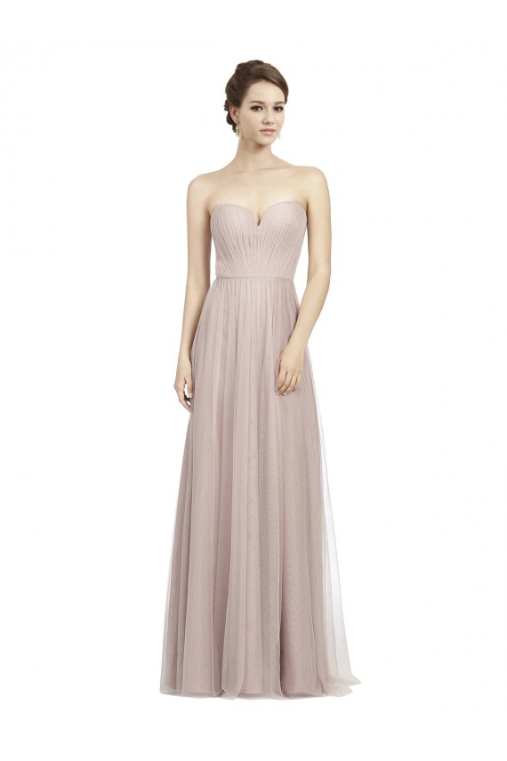 Long Strapless Tulle Bridesmaid Dress with Pleated Bodice Melbourne