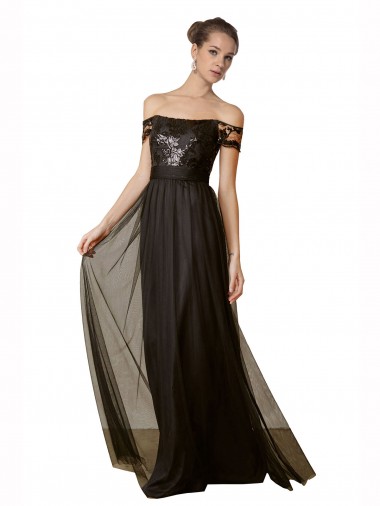 Shop Off The Shoulder Sequined Lace Tulle Bridesmaid Dress Melbourne