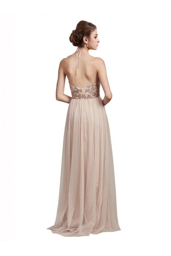 Sweetheart Tulle Bridesmaid Dress with High Neck Illusion Bodice Melbourne