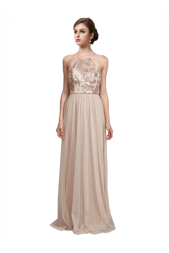 Sweetheart Tulle Bridesmaid Dress with High Neck Illusion Bodice Melbourne