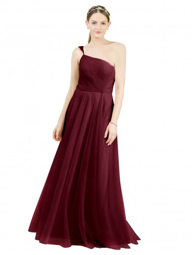 Shop One Shoulder Floor Length Long Tulle Bridesmaid Dress Melbourne