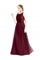 Sleeveless Boat Neck Long Pearl Tulle Bridesmaid Dress with Keyhole Back Melbourne