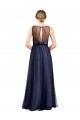 Sleeveless Boat Neck Long Pearl Tulle Bridesmaid Dress with Keyhole Back Melbourne