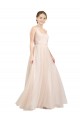 Scooped Neckline Long Tulle Bridesmaid Dress with Open Back Melbourne