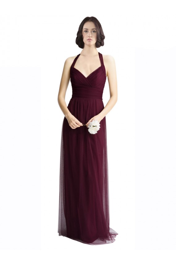 Long Tulle Bridesmaid Dress with Criss-Cross Bodice and Self Straps Melbourne