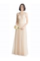 Full Length Tulle Bridesmaid Dress with Corded Lace Over Sweetheart Neckline