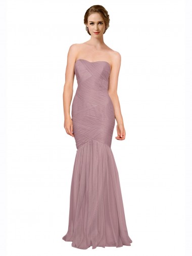 Mermaid Strapless Tulle Bridesmaid Dress with All Over Pleats Melbourne