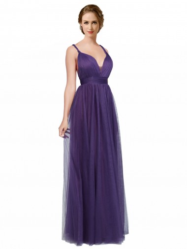 Shop Twisted Straps Sweeheart Long Tulle Bridesmaid Dress Open Back Melbourne