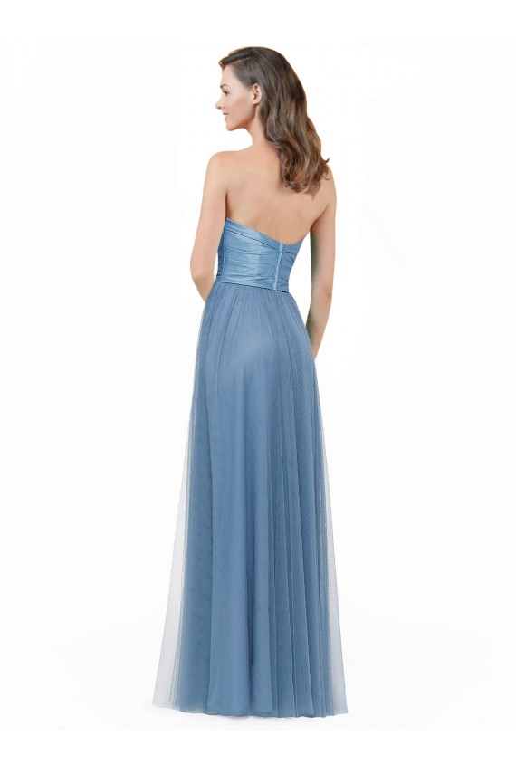 Long Strapless Bridesmaid Dress with Soft Tulle Overlay Melbourne