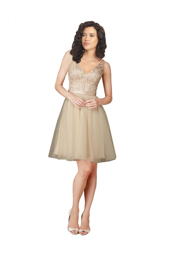 Tulle Bridesmaid Dress with Embroidery and Beading