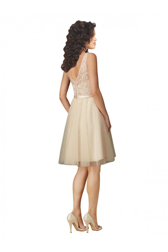 Tulle Bridesmaid Dress with Embroidery and Beading