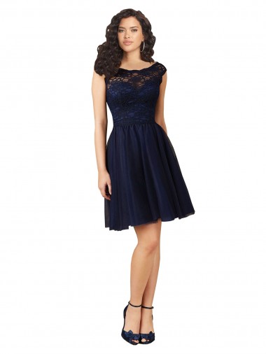 Shop Short Bateau Neck Tulle Cocktail Bridesmaid Dress with Lace Bodice Melbourne