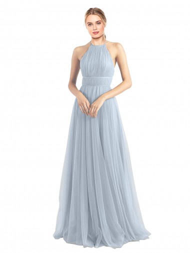 Shop Halter Neckline Slim A-Line Tulle Bridesmaid Dress Melbourne