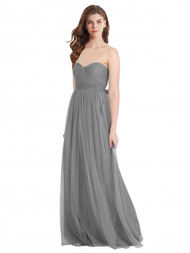 Shop Shirred Strapless Bodice Long Tulle Bridesmaid Dress with Sweetheart Neckline Melbourne