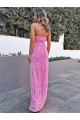Halter Sleeveless Long Floor Length Velvet Sequin Prom Dress with Slit Melbourne