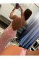 Open Back One Shoulder Sleeveless Long Sweep Train Velvet Sequin Prom Dress Melbourne