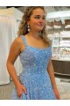A-Line Scoop Sleeveless Long Court Train Velvet Sequin Prom Dress Melbourne