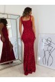 Square Neck Sleeveless Long Velvet Sequin Prom Dress with Slit Melbourne