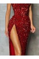 Strapless Sleeveless Long Floor Length Velvet Sequin Prom Dress High Side Slit Melbourne