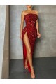 Strapless Sleeveless Long Floor Length Velvet Sequin Prom Dress High Side Slit Melbourne