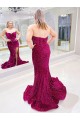 Long Sweetheart Sleeveless Sweep Train Velvet Sequin Prom Dress with Slit Melbourne