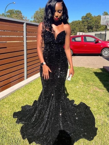 Mermaid Sweetheart Sleeveless Long Floor Length Velvet Sequin Prom Dress Melbourne