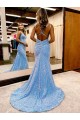 Criss Cross Open Back V-Neck Sleeveless Long Velvet Sequin Prom Dress Melbourne